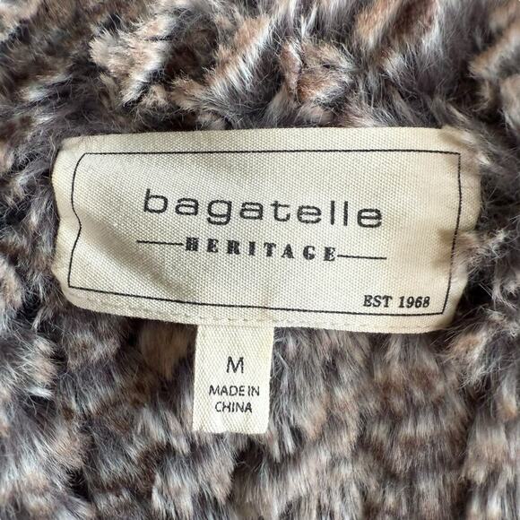 Bagatelle Draped Open Front Faux Fur Vest Women’s M Gray Animal Print Mob Wife - Picture 5 of 9